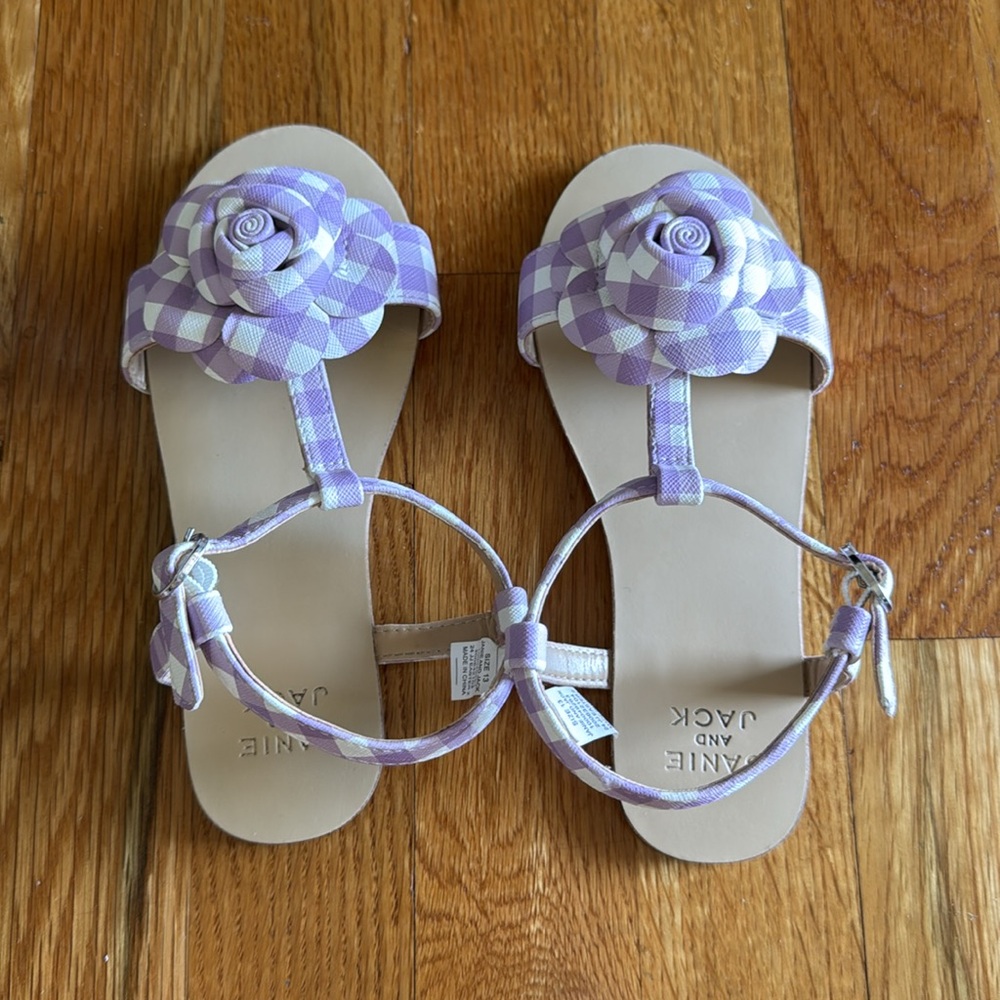 Janie and Jack Girls’ Size 13 Lilac Gingham Sandals - Picture 7 of 10